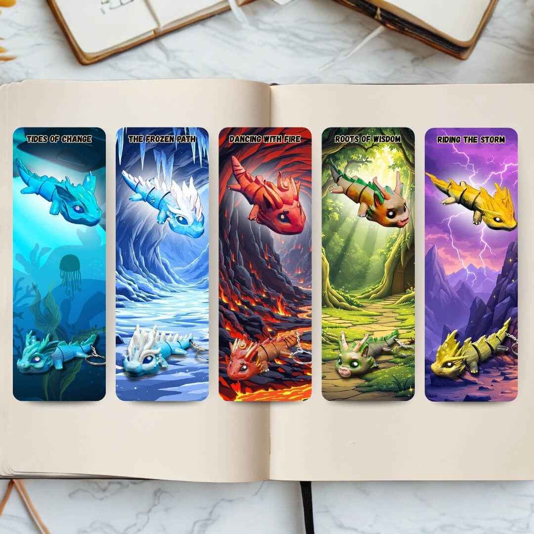 Dragon Bookmarks | Collectible Fantasy Set Bundle, 2x6” | Calgary Printed