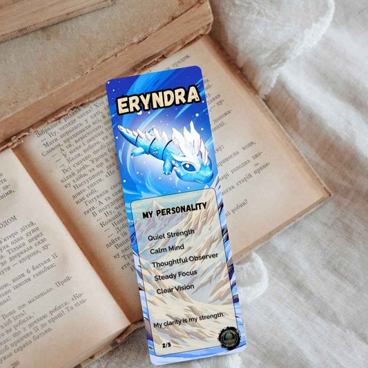 Dragon Bookmark | Eryndra the Ice Dragon, 2x6” | Calgary Printed