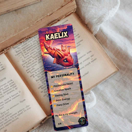 Dragon Bookmark | Kaelix the Fire Dragon, 2x6” | Calgary Printed