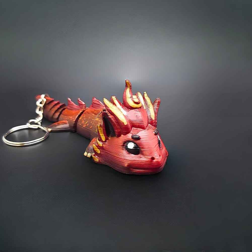 Kaelix Fire Dragon Keychain | Hand-Painted Art Figure
