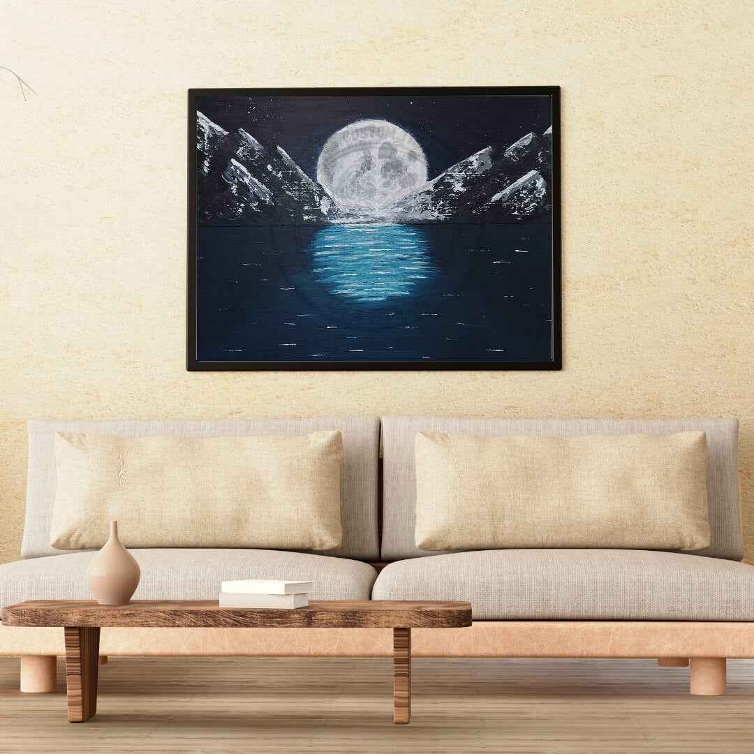Mountain Delight | Banff Moonlit Landscape | 20x16 Acrylic Painting
