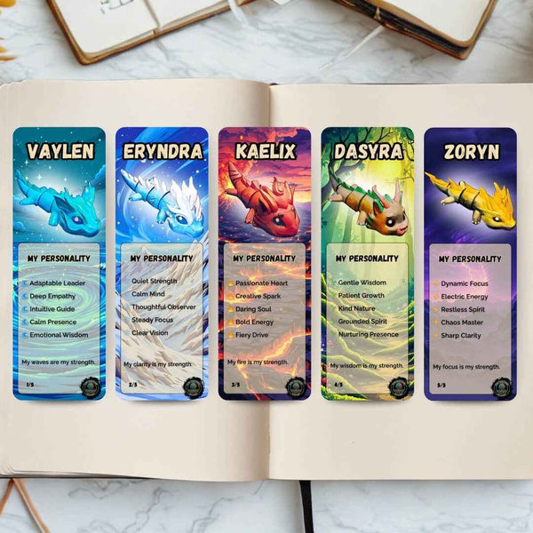 Dragon Bookmarks | Collectible Fantasy Set Bundle, 2x6” | Calgary Printed