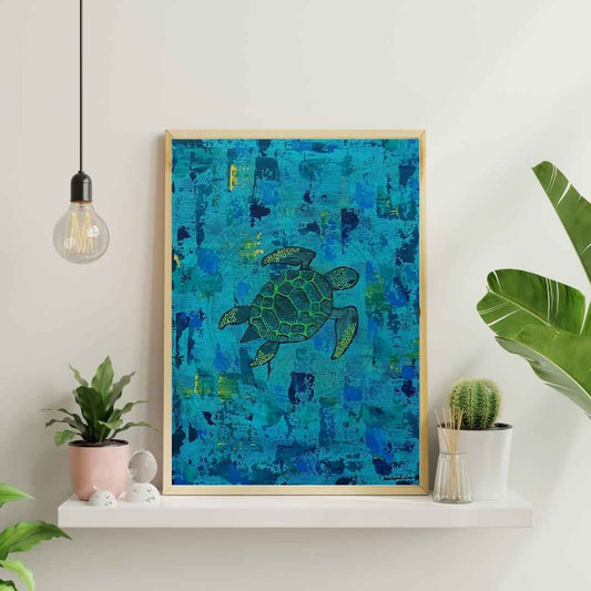 Lone Voyager | Sea Turtle Art | 11x14 Acrylic Painting