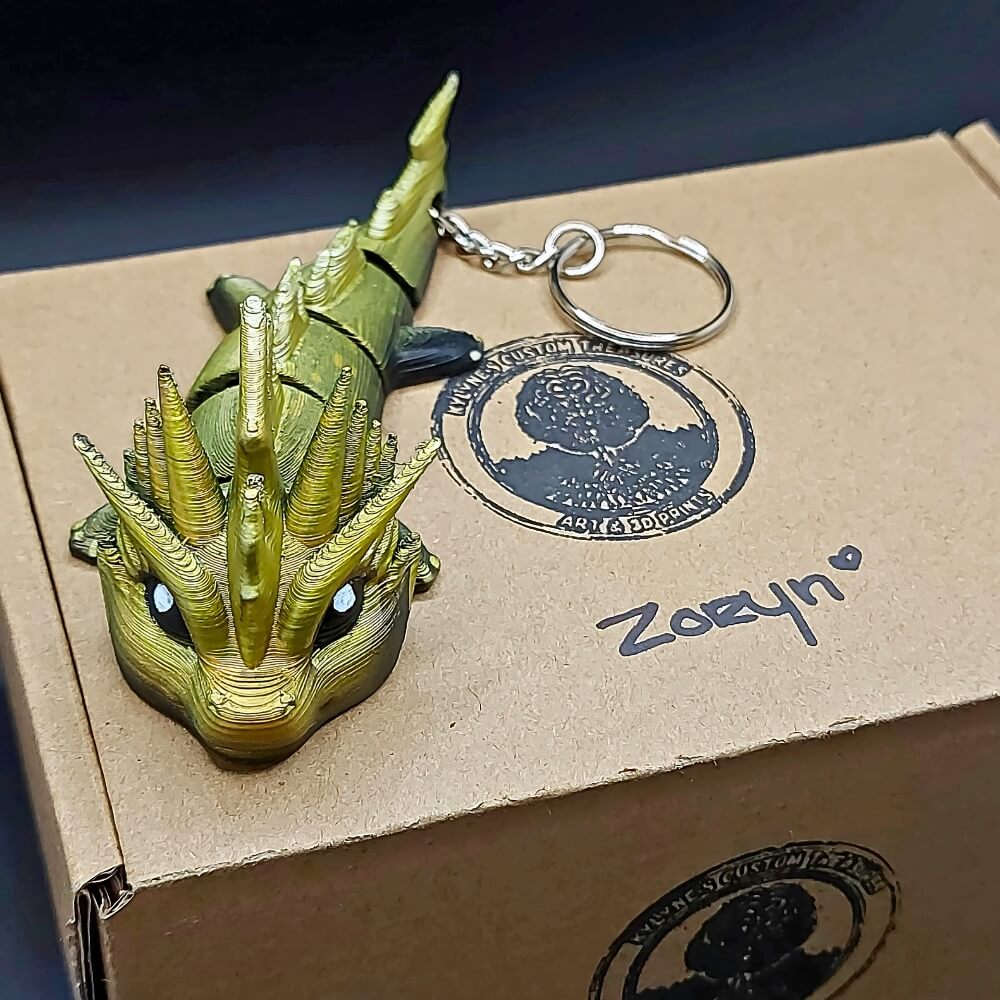 Zoryn Thunder Dragon keychain with eco-friendly packaging and presentation box